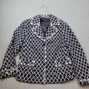 Talbots Navy and White Patterned Jacket